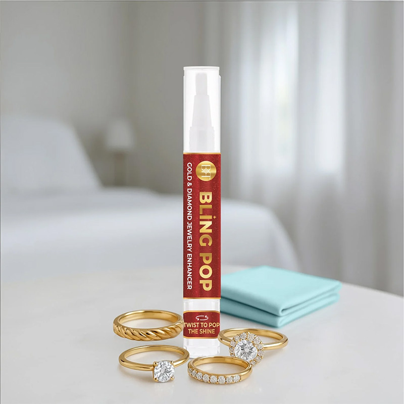 Diamond sparkle pen with gold rings